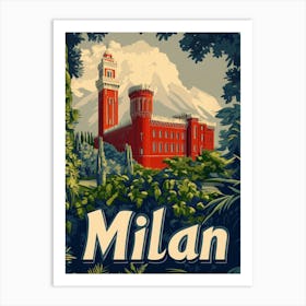 Aihrgdesign A Retro Travel Poster For Milan Featuring The His 03f39ba2 4525 4a0b 9264 0e62034aa789 0 Art Print