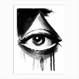 Clarity, Symbol, Third Eye Black & White Art Print