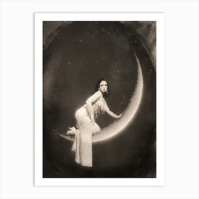 Woman On The Moon Art Print