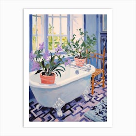 A Bathtube Full Lavender In A Bathroom 3 Art Print