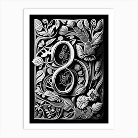8, Number, Education Linocut Ii Art Print