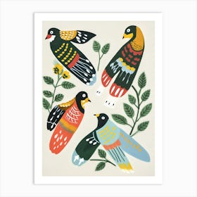 Folk Style Bird Painting Eurasian Sparrowhawk 1 Art Print