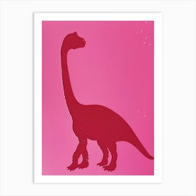 Pink Dinosaur Silhouette 1 Art Print