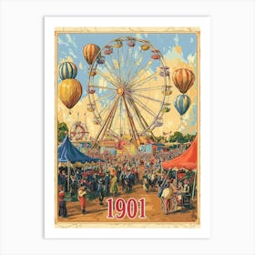 Aihrgdesign A Nostalgic Poster Of A 1901 Fairground With A Fe 9e206afc A132 422c 9c1c Dc3c5849c0b0 2 Art Print