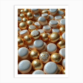 Gold And White Candy Art Print