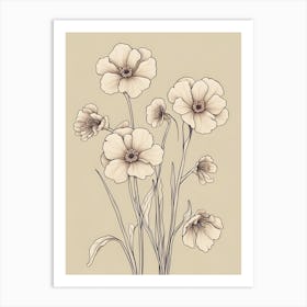 Primulas in Beige Art Print