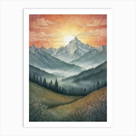 Sunrise In The Mountains 1 Art Print