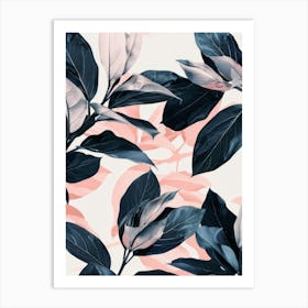 Pink And Black Leaves Wallpaper Art Print