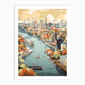 Hamburg, Germany, Geometric Illustration 1 Art Print