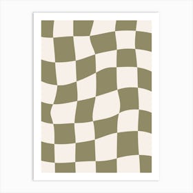 Checkerboard - Olive Green Art Print