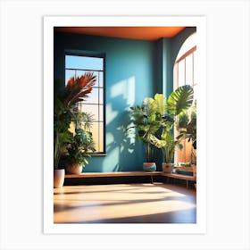 Warm Colors Corner with Plants Art Print