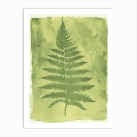 Green Ink Painting Of A Boston Fern 1 Art Print