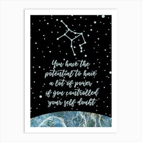 Love Quote Art with Virgo Constellation Art Print