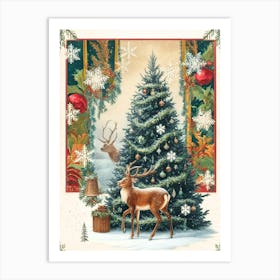 William Morris Christmas Tree With Deer 1 Affiche