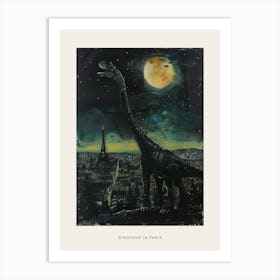 Dinosaur Paris Landscape Painting Poster Art Print