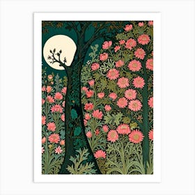 William Morris Moonlight In The Garden 2 Art Print