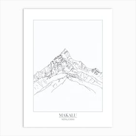 Makalu Nepal China Line Drawing 4 Poster Art Print