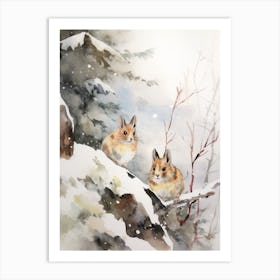 Winter Watercolour Pika 4 Art Print