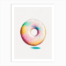 Powdered Sugar Donut Abstract Line Drawing 2 Art Print