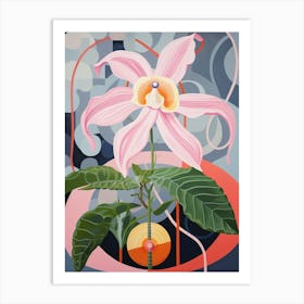 Monkey Orchid 3 Hilma Af Klint Inspired Pastel Flower Painting Art Print