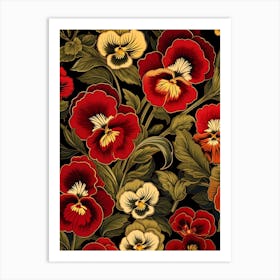 Winter Pansy 2 William Morris Style Winter Florals Art Print