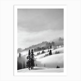 Pitztal, Austria Black And White Skiing Poster Art Print