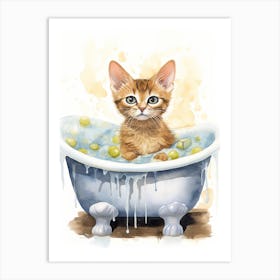 Abyssinian Cat In Bathtub Bathroom 4 Art Print