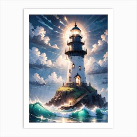 A Lighthouse In The Middle Of The Ocean 49 Art Print