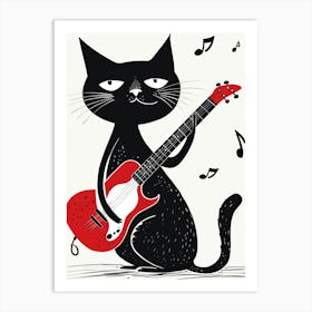 Cat Playing Guitar 3 Art Print