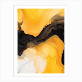 Yellow And Black Flow Asbtract Painting 3 Art Print