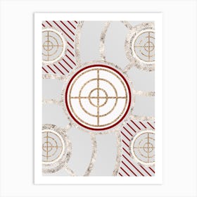 Geometric Abstract Glyph in Festive Gold Silver and Red n.0092 Art Print
