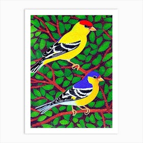 American Goldfinch Yayoi Kusama Style Illustration Bird Art Print