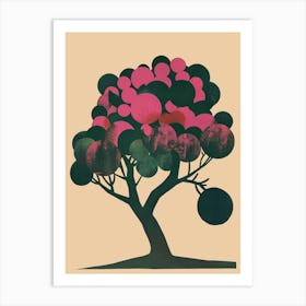 Plum Tree Colourful Illustration 4 Art Print