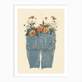 Botanical Denim Trousers Art Print