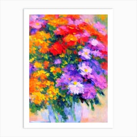 Yarrow Floral Abstract Block Colour Flower Art Print