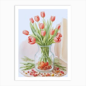 Pink Tulips In Vase 1 Art Print