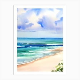 Bribie Island Beach, Australia Watercolour Art Print