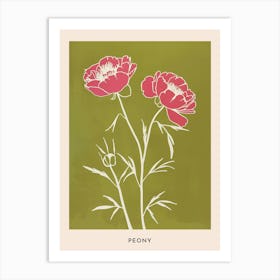 Pink & Green Peony 2 Flower Poster Art Print