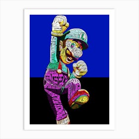 Mario Luigi Typo Style Cartoon Pop Art Art Print