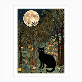 William Morris Black Cat In The Forest 20 Art Print