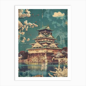 Osaka Castle Vintage Japan Mid Century Modern 2 Art Print