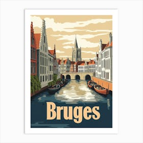 Aihrgdesign A Classic 1960s Travel Poster For Bruges Art Print