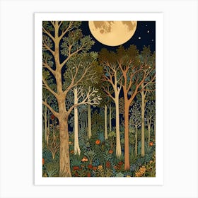 Full Moon In The Forest William Morris Art Print