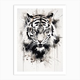 Tiger Art In Sumi E (Japanese Ink Painting) Style 2 Art Print