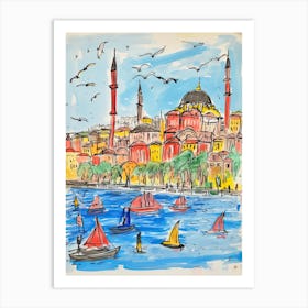 Istanbul, Dreamy Storybook Illustration 3 Art Print