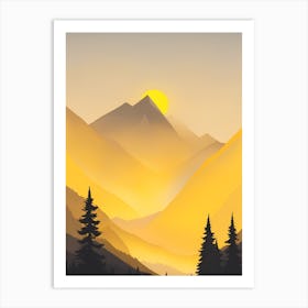 Misty Mountains Vertical Composition In Yellow Tone 30 Art Print