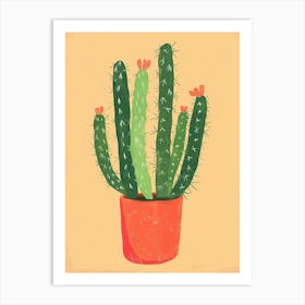 Christmas Cactus Plant Minimalist Illustration 1 Art Print