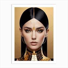 Geometric Woman Portrait Luxury Gold (16) Art Print