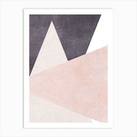 Large Triangles Pink Cotton Abstract Art Print