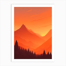 Misty Mountains Vertical Background In Orange Tone 3 Art Print